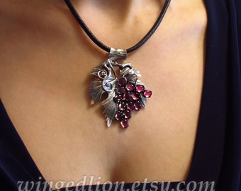 The GRAPES silver pendant with Rhodolite Garnets Ready to Ship