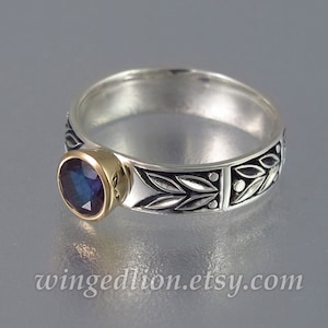 SACRED LAUREL silver and 14k gold ring with Alexandrite