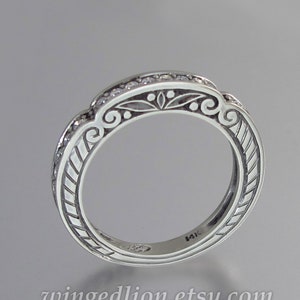 CARYATID wedding band in 14k gold with white sapphires half-eternity band