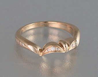 AURORA Wedding Band in 14k rose gold with diamonds