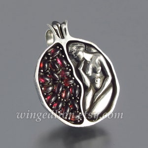 POMEGRANATE silver garnet pendant Ready to ship