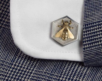 HONEY BEE-manchetknopen sterlingzilveren en bronzen herenmanchetknopen