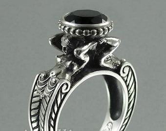 CARYATID Silver Ring with Black Spinel