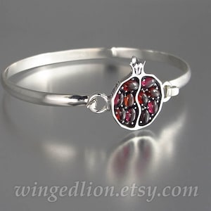 Bracelet JUICY POMEGRANATE silver garnet bangle Ready to ship image 1