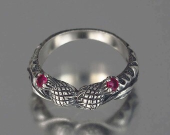 THISTLE BRANCH silver band with Rubies
