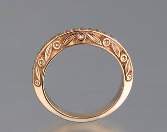 UNDER A SPELL Wedding Band 14k rose gold and Moissanites half-eternity band