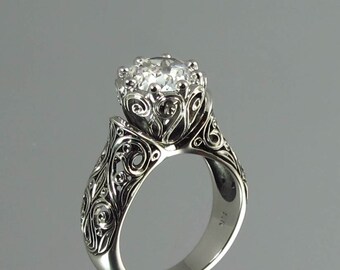 The ENCHANTED PRINCESS 14K white gold White Sapphire engagement ring