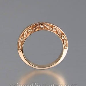 UNDER A SPELL Wedding Band 14k gold and White Sapphires half-eternity band 14k rose gold