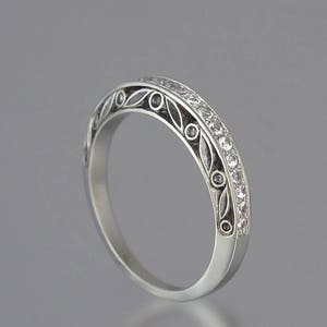 UNDER A SPELL Wedding Band 14k gold and White Sapphires half-eternity band 14k white gold