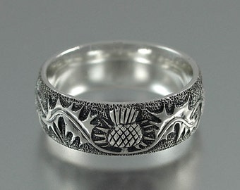 THISTLE silver mens unisex band