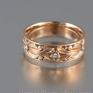 The COUNT 14k Rose Gold Mens Wedding Band With Diamonds - Etsy