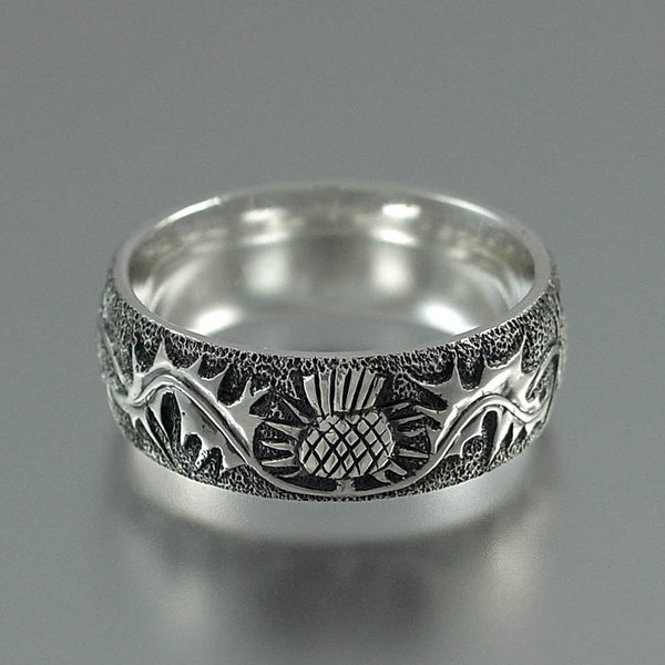 THISTLE silver mens unisex band