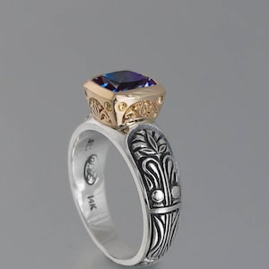 ALEXANDRA silver & 14K gold ring with Alexandrite