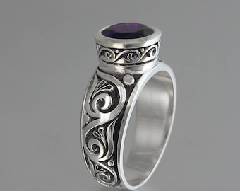 TRISTAN silver ring with Amethyst