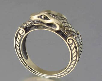 OUROBOROS 14K gold mens unisex Snake unisex ring