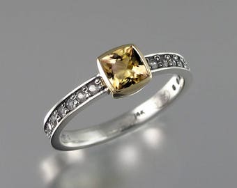 DAPHNE silver &14k gold ring with Citrine