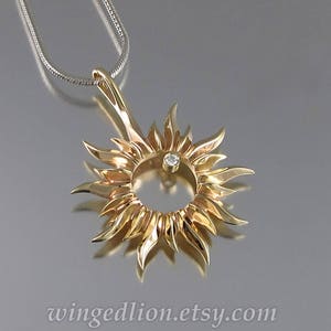 TOTALITY 14k gold Solar Eclipse pendant with Diamond