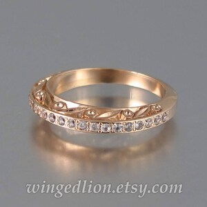 UNDER A SPELL Wedding Band 14k gold and White Sapphires half-eternity band image 7