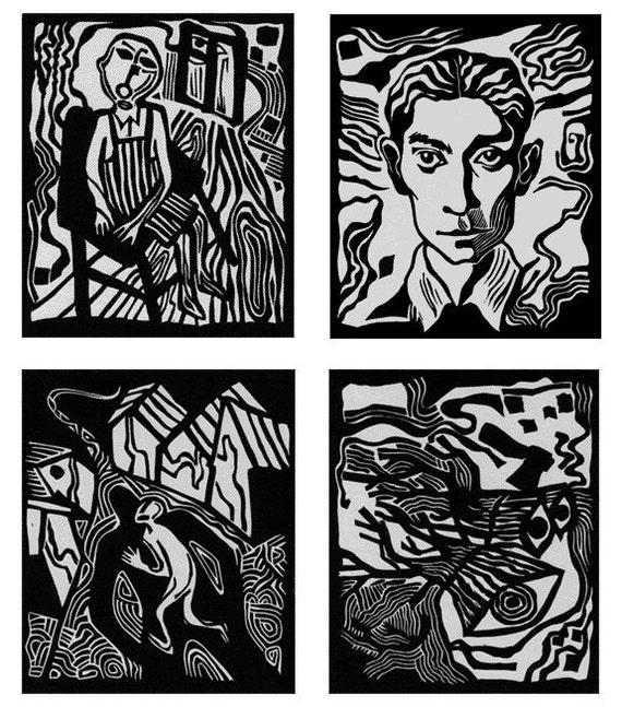 IN THE ROOM Linocut Illustration to Franz Kafka by Natalia Moroz - Etsy Norway