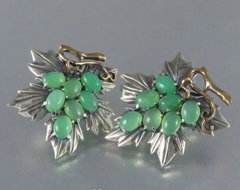 GRAPES earrings silver and bronze with Chrysoprase Ready to ship