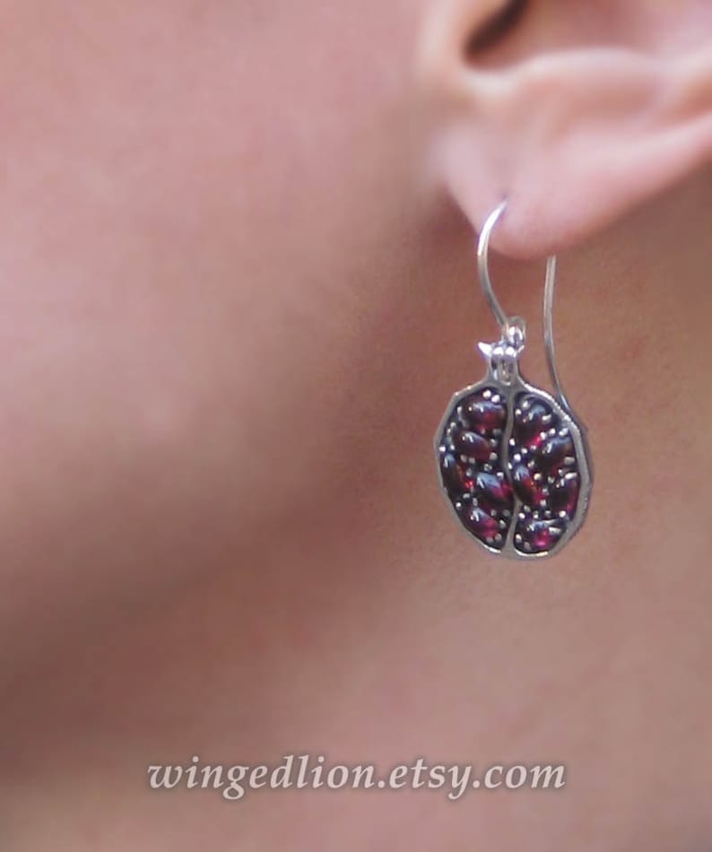 POMEGRANATE garnet silver earrings Ready to ship image 6