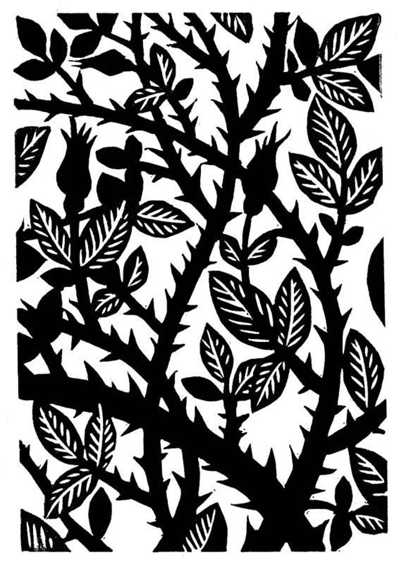 Rose Thorns linocut image 1