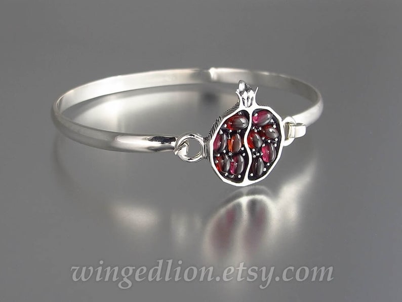 Bracelet JUICY POMEGRANATE silver garnet bangle Ready to ship image 1