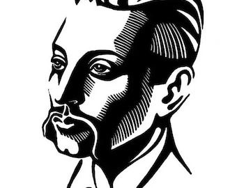 Poet Rainer Maria RILKE linocut portrait