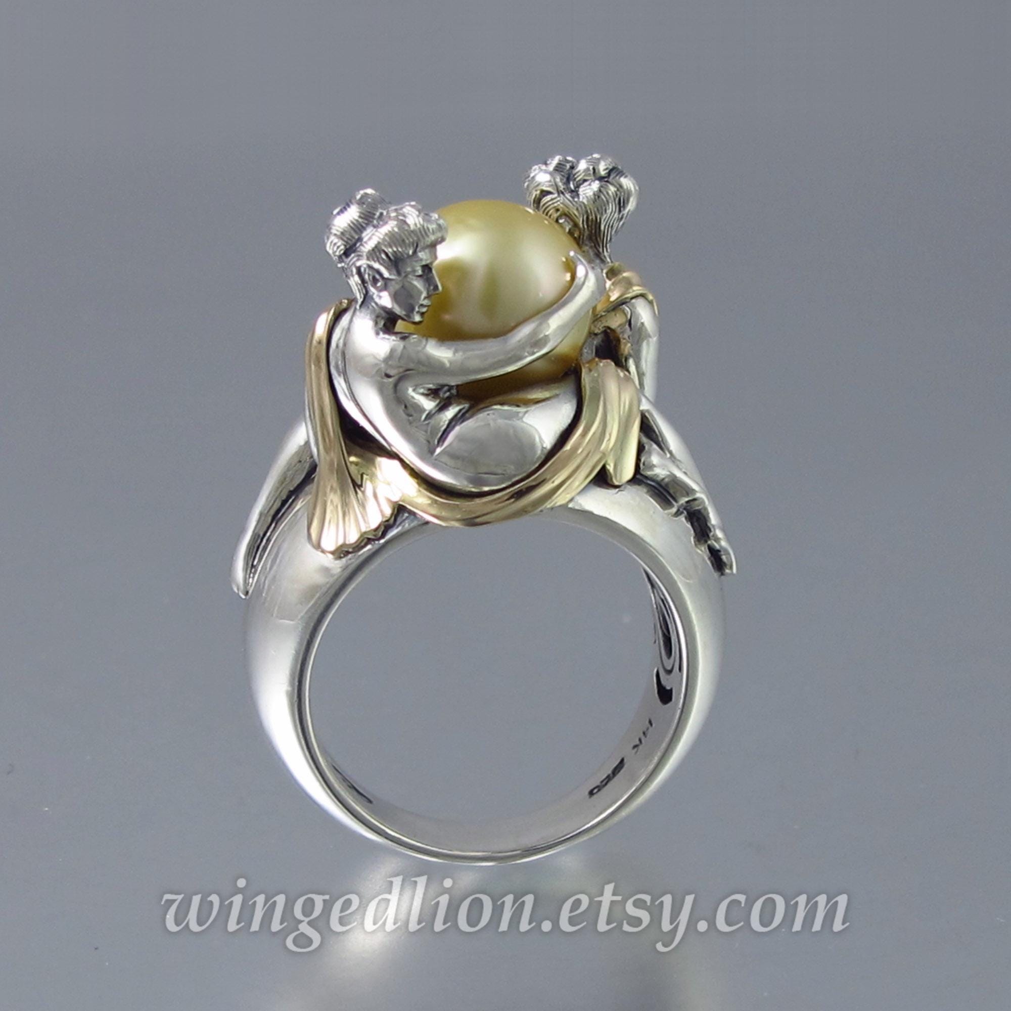 TWO BEAUTIES シルバー & 14K ゴールド ゴールデン サウス シー パール