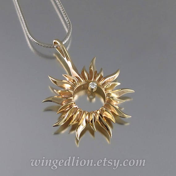 Gold Pendant TOTALITY 14k Gold Solar Eclipse Pendant With Diamond Etsy