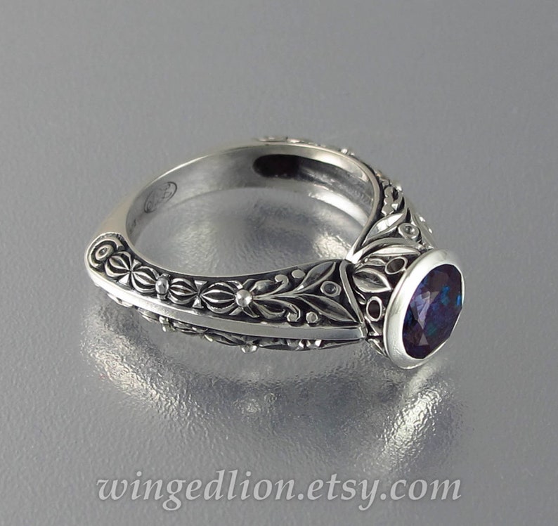 The COUNTESS Alexandrite silver ring and band set sizes 7 to 9.5 image 6