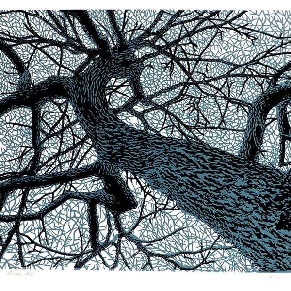 Winter Branches linocut