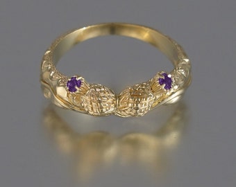 THISTLE BRANCH 14k gold band with Amethysts