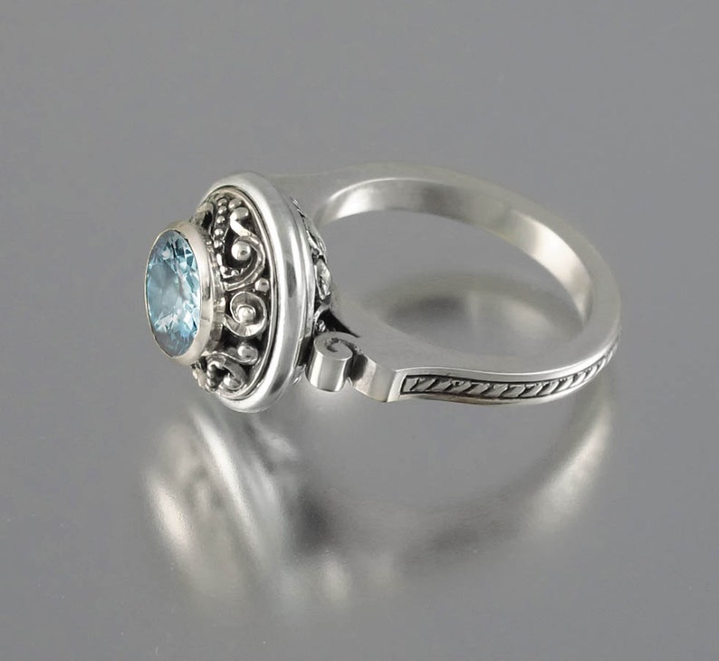 OLGA 14K white gold ring with Aquamarine | Etsy