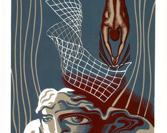 DISTORTION OF PERSONALITY linocut