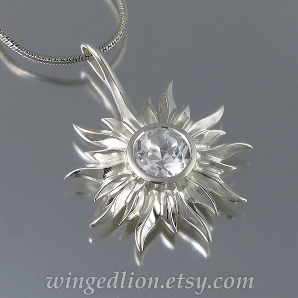 SUN silver pendant with White Topaz