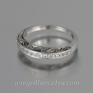 UNDER A SPELL Wedding Band 14k gold and White Sapphires half-eternity band image 2