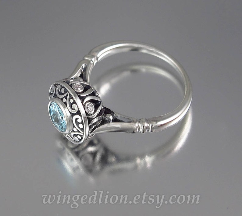 The SECRET DELIGHT 14k white gold Aquamarine engagement ring image 4