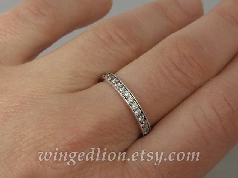 LAUREL Wedding Band 14k gold and Diamonds half-eternity band image 1