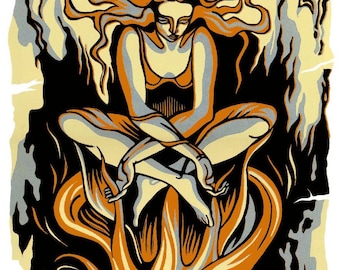 PROPHECY reduction linocut by Natalia Moroz