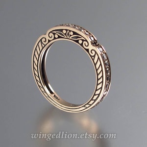 CARYATID wedding band in 14k rose gold with white sapphires