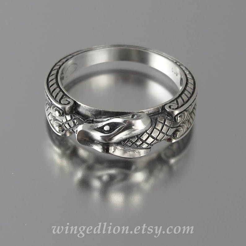 OUROBOROS Silver Mens Unisex Snake Ring Etsy