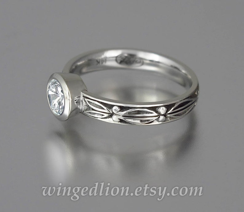 AUGUSTA 14k gold Moissanite engagement ring & wedding band set image 6