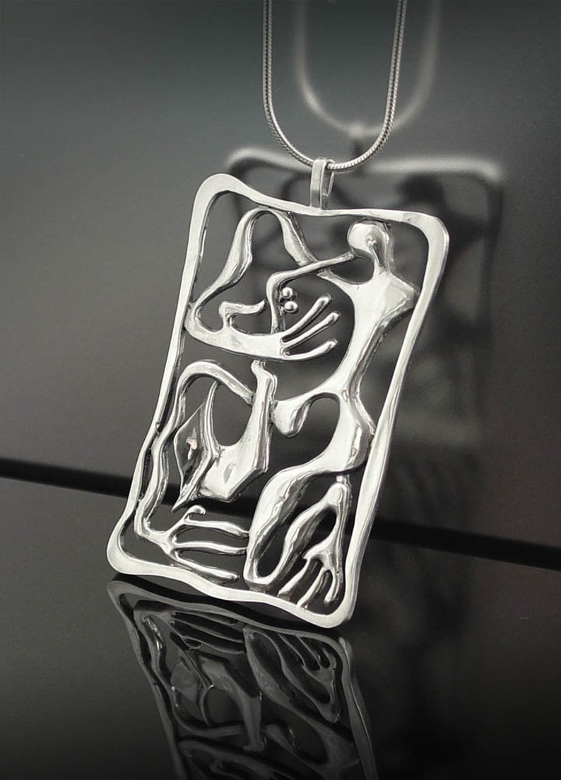 SAXOPHONIST Silver Pendant Ready to ship image 1