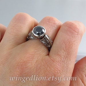 The COUNTESS 14K gold Black Diamond engagement ring sizes 7 to 9.5 image 4