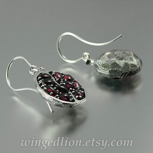 POMEGRANATE garnet silver earrings Ready to ship image 4