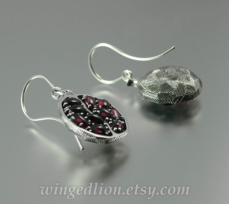 POMEGRANATE garnet silver earrings Ready to ship image 4