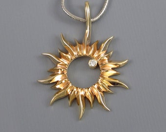 TOTALITY 18k gold Solar Eclipse pendant with Diamond