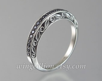 UNDER A SPELL Wedding Band 14k gold and Black Diamonds half-eternity band