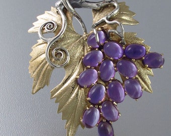 The GRAPES 14k gold & silver pendant with Amethysts Ready to ship